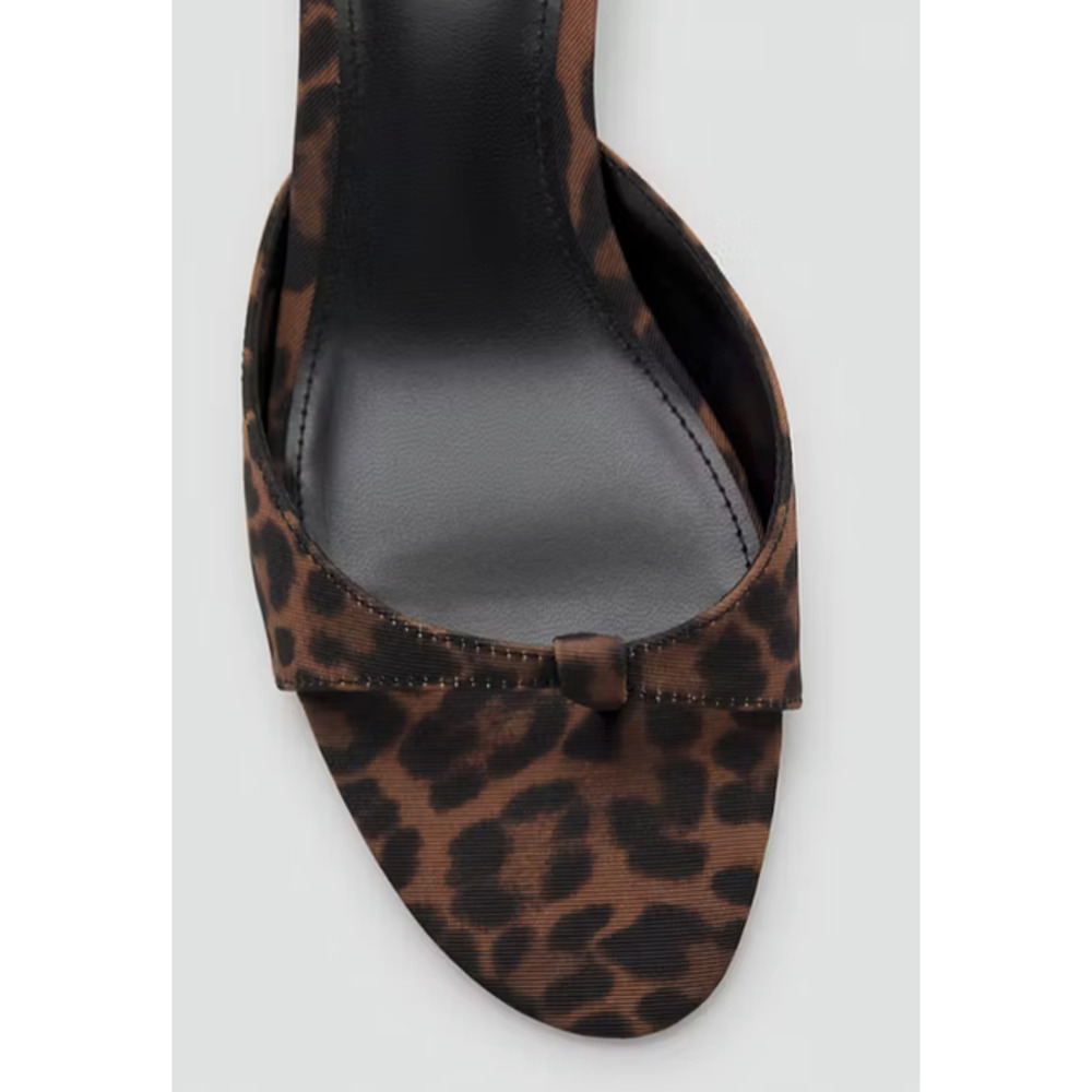 MANGO MNG BROWN BLACK LEOPARD ANIMAL PRINT KITTEN HEELS SANDALS SHOES SZ 39 8.5 - Picture 6 of 10
